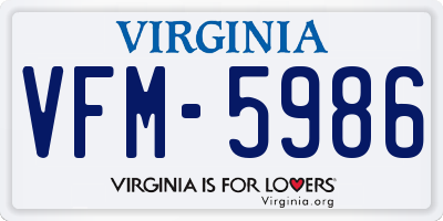 VA license plate VFM5986