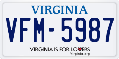 VA license plate VFM5987