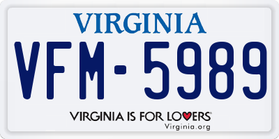VA license plate VFM5989