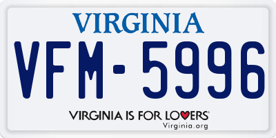 VA license plate VFM5996