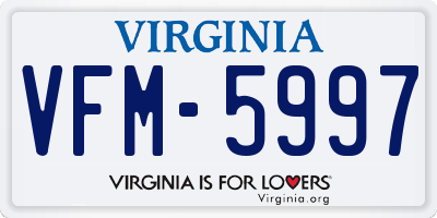 VA license plate VFM5997