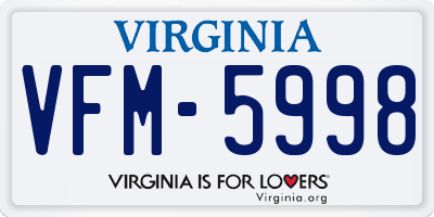 VA license plate VFM5998