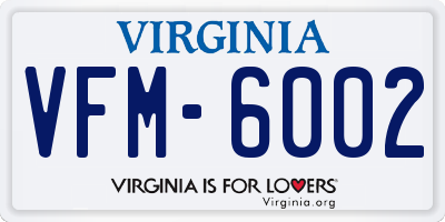 VA license plate VFM6002