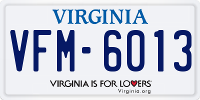 VA license plate VFM6013