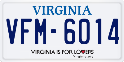 VA license plate VFM6014