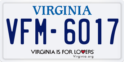 VA license plate VFM6017