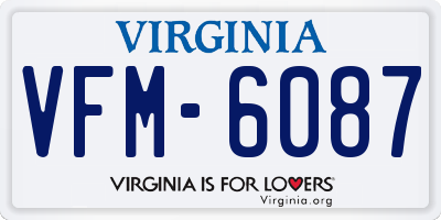 VA license plate VFM6087