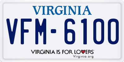 VA license plate VFM6100