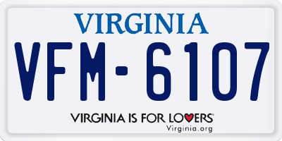 VA license plate VFM6107