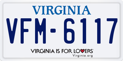 VA license plate VFM6117