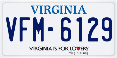 VA license plate VFM6129