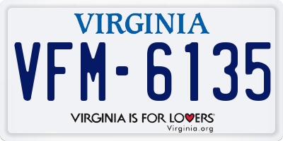 VA license plate VFM6135