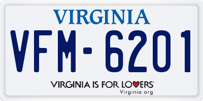 VA license plate VFM6201