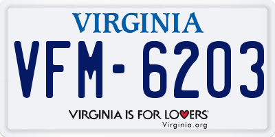 VA license plate VFM6203