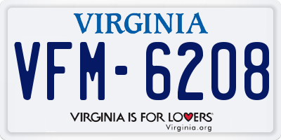 VA license plate VFM6208