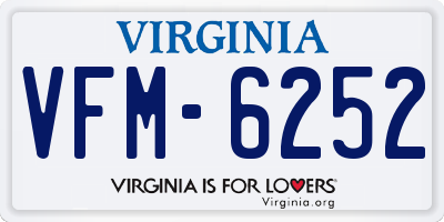VA license plate VFM6252