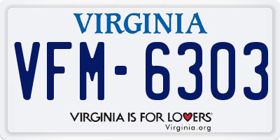 VA license plate VFM6303