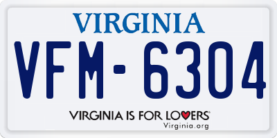 VA license plate VFM6304