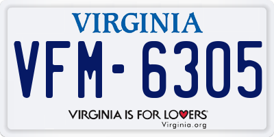 VA license plate VFM6305