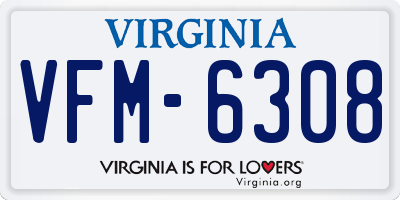 VA license plate VFM6308