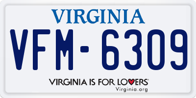 VA license plate VFM6309