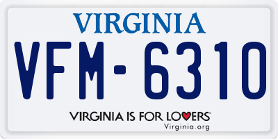 VA license plate VFM6310