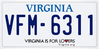 VA license plate VFM6311