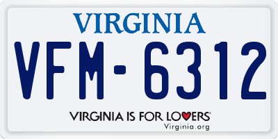 VA license plate VFM6312