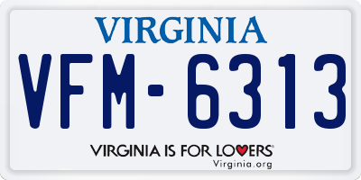 VA license plate VFM6313
