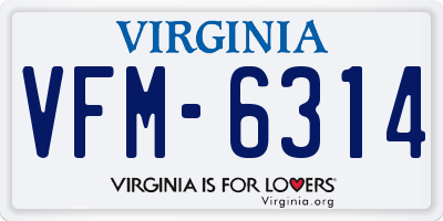 VA license plate VFM6314