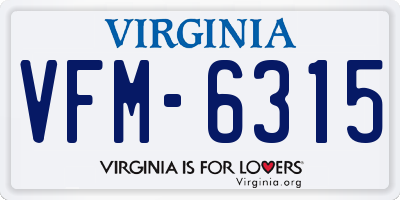 VA license plate VFM6315