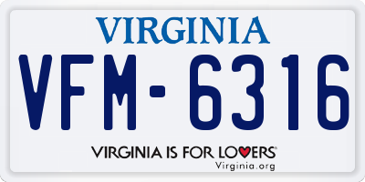 VA license plate VFM6316