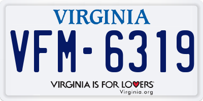 VA license plate VFM6319