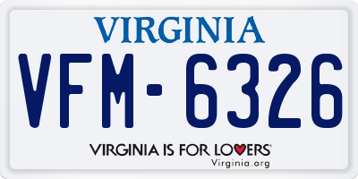 VA license plate VFM6326