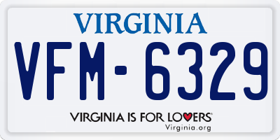 VA license plate VFM6329