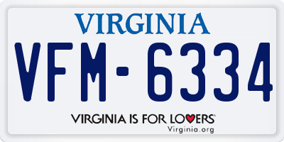 VA license plate VFM6334