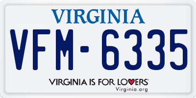 VA license plate VFM6335