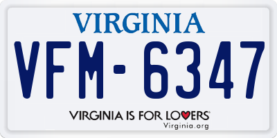 VA license plate VFM6347
