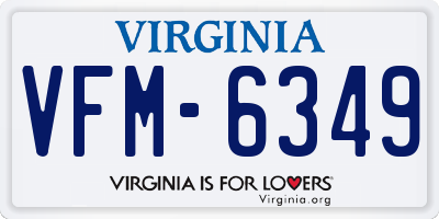 VA license plate VFM6349