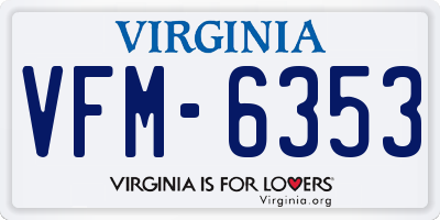 VA license plate VFM6353