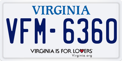 VA license plate VFM6360