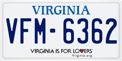 VA license plate VFM6362