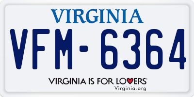 VA license plate VFM6364
