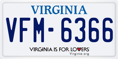 VA license plate VFM6366