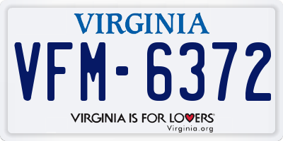 VA license plate VFM6372