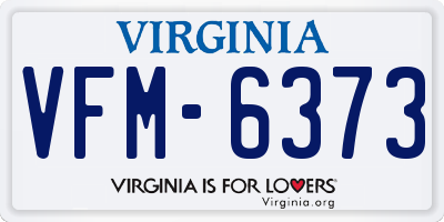 VA license plate VFM6373