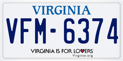 VA license plate VFM6374