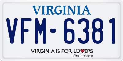 VA license plate VFM6381
