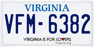 VA license plate VFM6382
