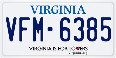 VA license plate VFM6385